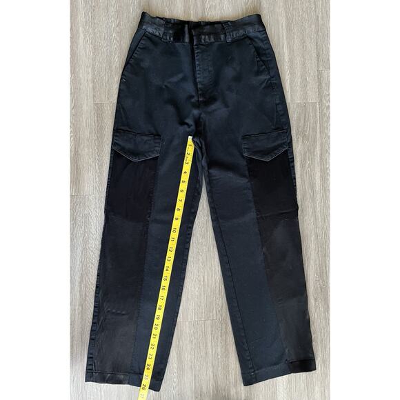 ZARA Black Patchwork Cargo Pants Women’s Size M Utility Pockets Straight Leg - Picture 4 of 6